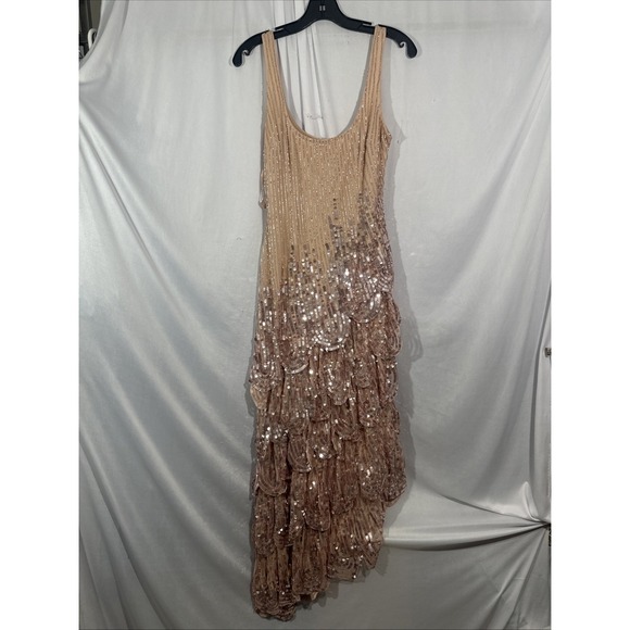 NWT Mac Duggal [ 6 ] 94195 Asymmetrical Scallop Hem Embellished Dress Rose J1867 - Picture 11 of 16